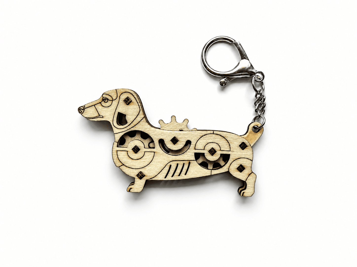 Laser-cut dachshund fidget keychain