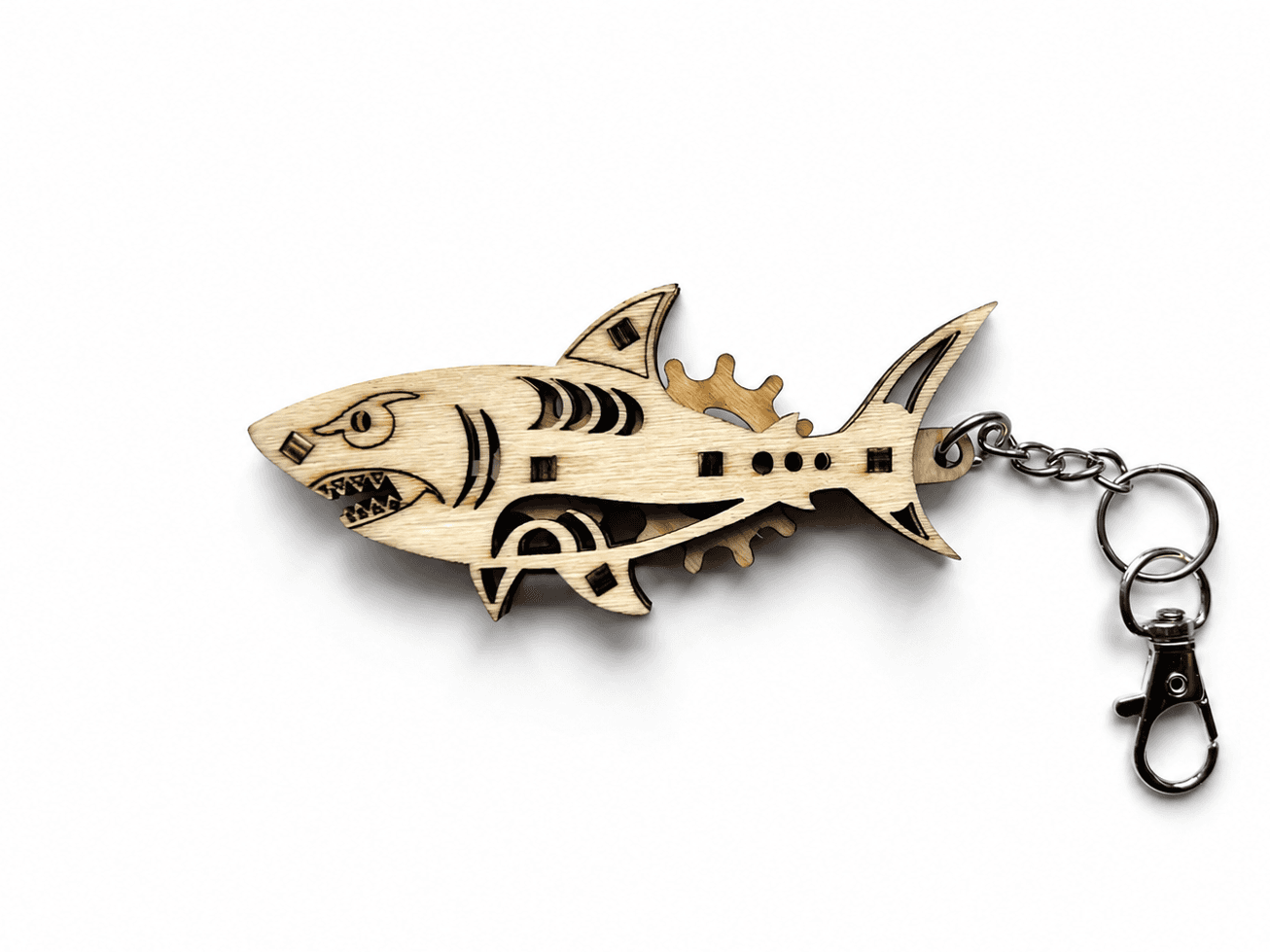 Laser-cut shark fidget keychain